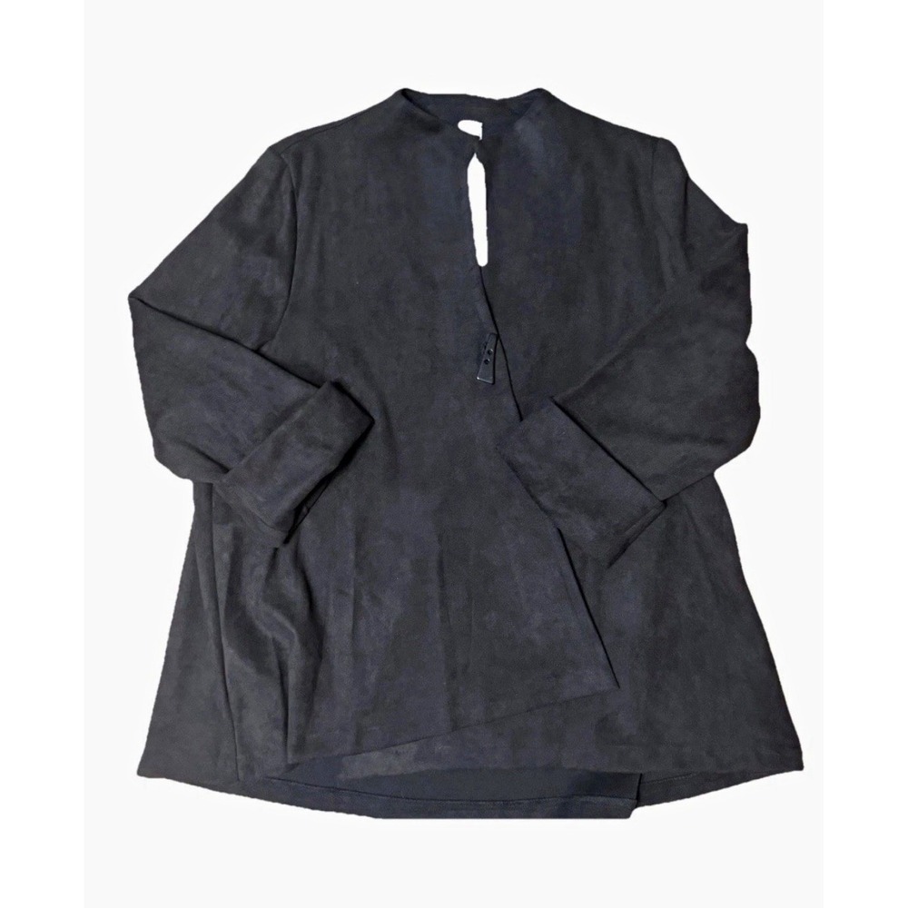 NWT Women's Black 1XL Asymmetrical Open Front Relaxed Swing Jacket Versatile